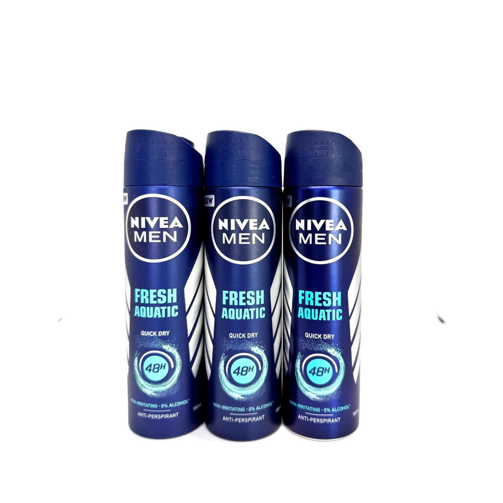 Nivea Men antiperspirant FRESH AQUATIC Spray 3 x 150ml FREE SHIPPING